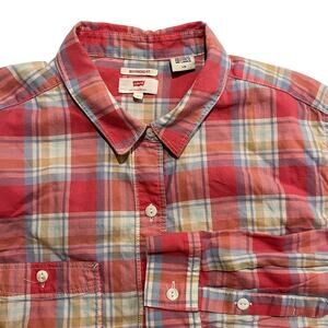 Levi Women's Large Shirt Boyfriend‎ Fit Long Sleeve Button Front Colorful Plaid